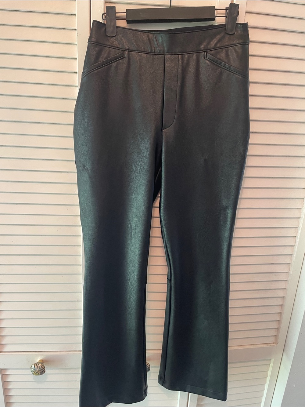 SPANX Black Faux Leather Straight-Leg Pants